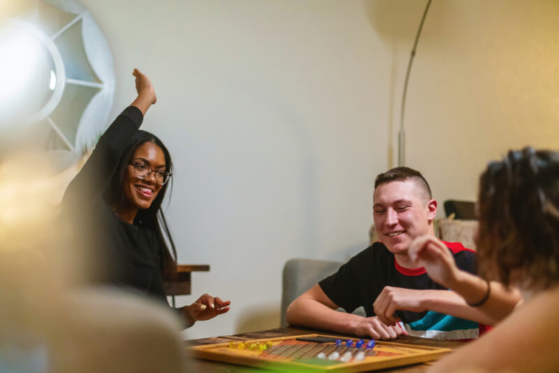 Young man with down syndrome and his carer